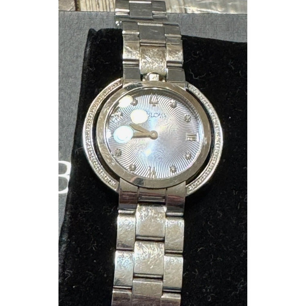 Bulova Rubaiyat Diamond‎ Stainless Steel Watch 96P184 Silver Tone 35mm Quartz